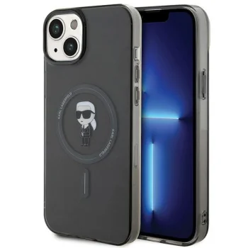 Karl Lagerfeld dėklas iPhone 15 Plus telefonui IML Ikonik MagSafe, juodas