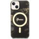 Guess dėklas iPhone 14 telefonui Golden Marble MagSafe, juodas