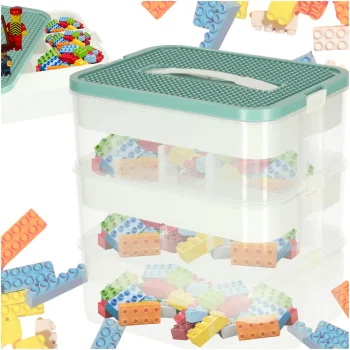 3-Tier Stackable Storage Organizer for Building Blocks & Toys with Dividers