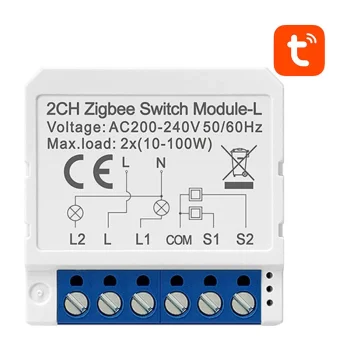 Avatto LZWSM16-W2 ZigBee 2 kanalų išmaniojo jungiklio modulis (be neutralės), balta