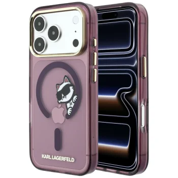 Karl Lagerfeld Peekaboo Logo MagSafe case for iPhone 18 Pro and 17 Pro, burgundy