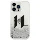 Karl Lagerfeld dėklas iPhone 14 Pro telefonui Liquid Glitter Big KL, sidabrinis
