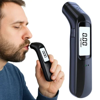 Bekontaktis kišeninis alkotesteris su LCD ekranu ir USB, juodas