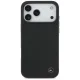 Mercedes dėklas iPhone 17 Pro Max telefonui Leather Large Laurel Leave MagSafe, juodas