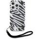 Karl Lagerfeld dėklas iPhone 15 Pro telefonui, IML Zebra Pattern & Cord, juodas