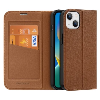 Dux Ducis Skin X2 atverčiamasis dėklas iPhone 14 Plus, Rudas