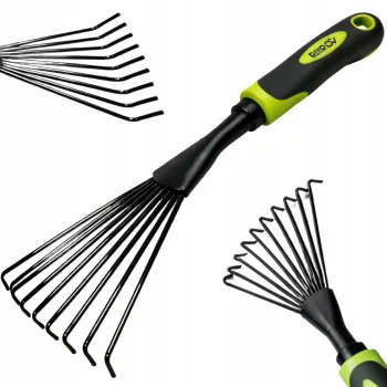 DIVODV rankinis grėbliukas sodui, 38 cm, juodas/žalias
