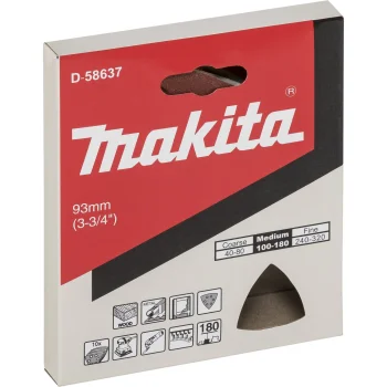 Makita Delta šlifavimo popierius K180, 93 mm, 10 vnt., raudonas