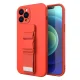 Dėklas su virvele ant kaklo iPhone 13 mini, TPU, raudonas