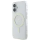 Guess dėklas iPhone 16 telefonui IML Glitter Circle MagSafe, skaidrus