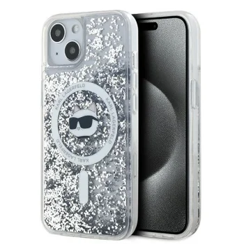 Karl Lagerfeld dėklas iPhone 13 / 14 / 15 su MagSafe, Liquid Glitter Choupette Head
