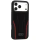 Audi R8 Genuine Leather MagSafe dėklas telefonui iPhone 18 Pro Max / 17 Pro Max, juodas/raudonas