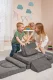 ECOTOYS didelė modulinė vaikiška sofa-lova, 10 dalių, pilka