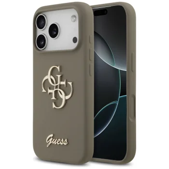 Guess iPhone 17 Pro Case Silicone Big 4G Script, Brown