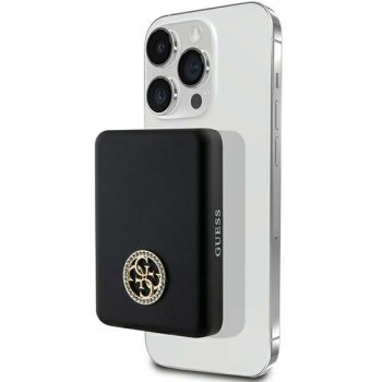 Išorinė baterija Guess MagSafe Wireless Power Bank 4G Strassed Metal Logo, 3000mAh, juoda