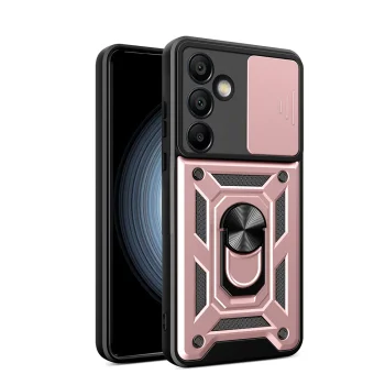 Hybrid Armor Camshield dėklas Samsung Galaxy A36 su kameros apsauga, rožinis
