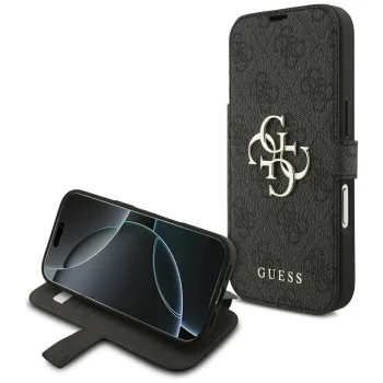 Knygutės tipo dėklas Guess Book 4G Metal Logo, iPhone 18 Pro / 17 Pro, juodas