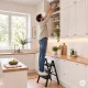 Sulankstomos 3 pakopų plieninės kopėčios ModernHome, juodos