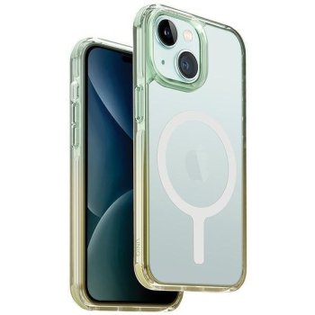 Uniq Combat Duo case iPhone 15 6.1" Magclick Charging green-yellow/sea green-soft yellow