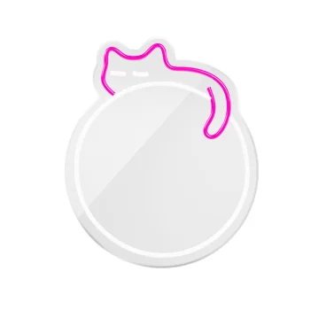 Forever Light FMNE03 Mirror LED Neon Sign Sleeping Cat, Pink/White