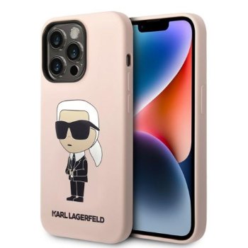 Karl Lagerfeld Silicone Ikonik MagSafe dėklas iPhone 14 Pro Max, rožinis