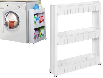 Leobert Mobile Shelving Unit on Wheels, 3 Shelves, White