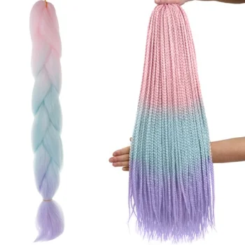 Sintetiniai kanekalono plaukai ombre kasytėms, 60 cm, pasteliniai