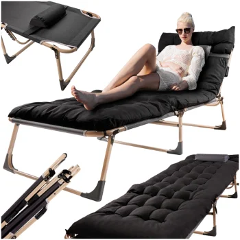 Sulankstoma turistinė lova-gultas Case LUARO 128768, 193 cm, juoda