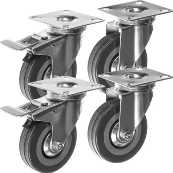 Malatec sukamųjų ratukų rinkinys 75 mm, 4 vnt. (2 su stabdžiais), 220 kg