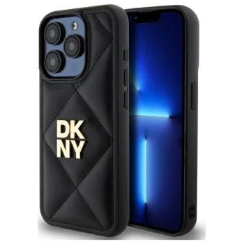 DKNY Quilted Stack Logo dėklas iPhone 15 Pro, juodas