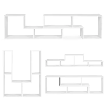 ModernHome modulinė geometrinė lentyna su 4 lentynėlėmis, balta