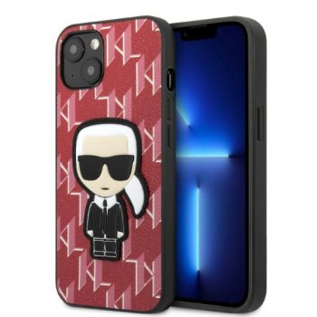 Karl Lagerfeld Monogram Ikonik Patch dėklas iPhone 13 mini telefonui, Raudonas