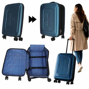 Sulankstomas kelioninis lagaminas su ratukais, 45 l, 57x37x23 cm, mėlynas