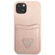 Guess Saffiano Triangle dėklas su kortelių dėklu iPhone 13 mini, rožinis