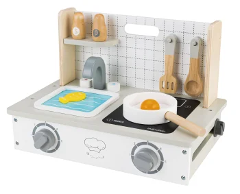 Wooden mini play kitchen for children with 7 accessories ECOTOYS