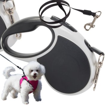 Automatic dog leash 5m, strong for dogs up to 15kg, with lock, black