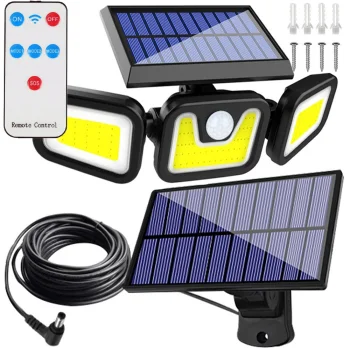 Solarinė sodo lempa su judesio ir sutemų jutikliu, 171 LED, atskiras skydelis