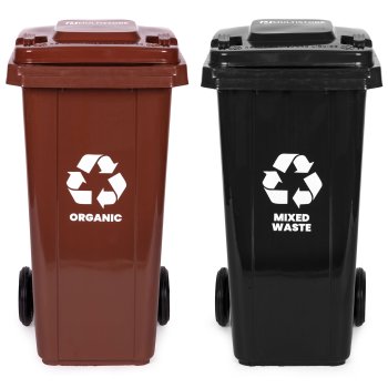 Multistore šiukšliadėžių rinkinys 2x120L, juoda/ruda