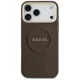 Guess Peony Hot Stamp MagSafe dėklas iPhone 17 Pro Max telefonui, rudas