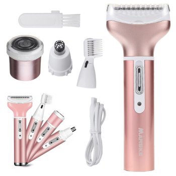 Women's Epilator and Shaver 4-in-1 with Interchangeable Heads, USB, Light Pink