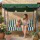 3-Seater Garden Swing Steel Freestanding MultiGarden, Green-White