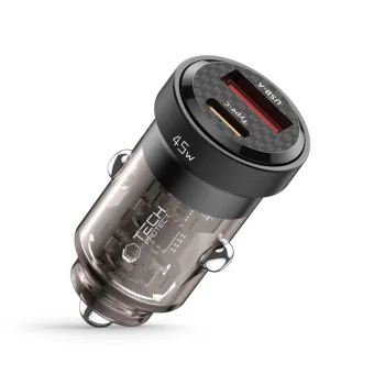 Tech-Protect CC45W automobilinis įkroviklis USB-C PD 45W / USB-A QC 3.0, juodas