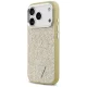 Guess Glitter Triangle Logo MagSafe dėklas iPhone 17 Pro, auksinis