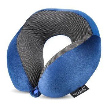 Kelioninė kaklo pagalvė 4FIZJO Memory Foam pasaga, tamsiai mėlyna
