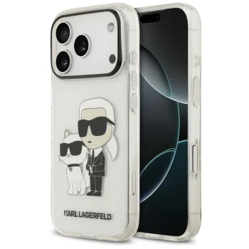 Karl Lagerfeld IML NFT Glitter Karl&Choupette case for iPhone 18 Pro / 17 Pro, transparent