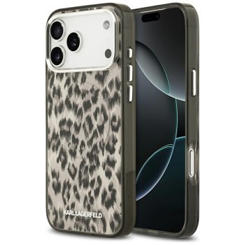 Karl Lagerfeld IML Leopard MagSafe dėklas iPhone 17 Pro Max telefonui, rudas