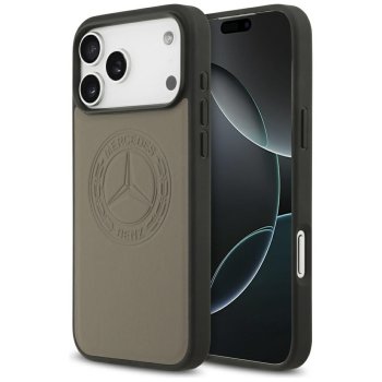 Mercedes dėklas iPhone 17 Pro Max telefonui Leather Vintage Logo MagSafe, smėlio