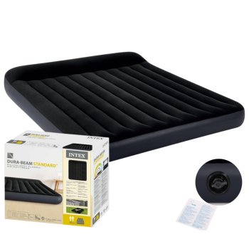 Intex 64144 Double Air Mattress with Headboard, 203x183x25 cm