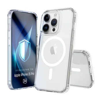 Dėklas „3mk Armor MagCase“, skirtas „iPhone 15 Pro“, skaidrus