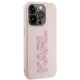 Karl Lagerfeld iPhone 15 Pro Max dėklas 3D Logo Glitter, rožinis